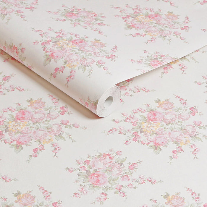 Shabby Chic Wallpaper by Rachel Ashwell - Rose Blossom - Pink Multi