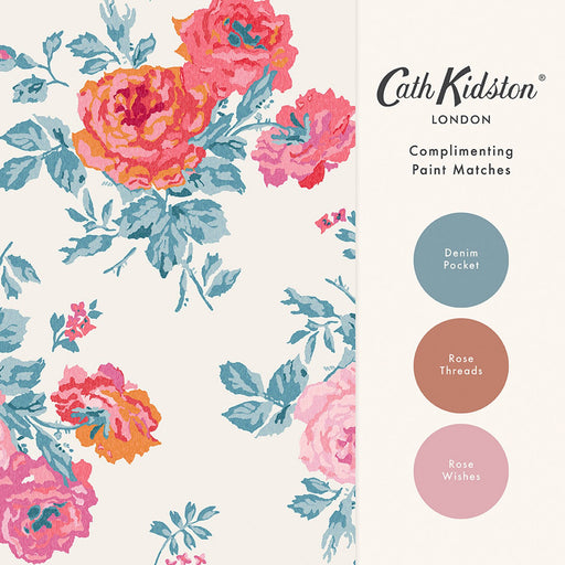 Cath Kidston Wallpaper - Archive Rose Blue & Pink