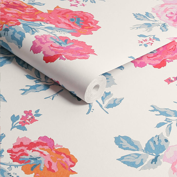 Cath Kidston Wallpaper - Archive Rose Blue & Pink