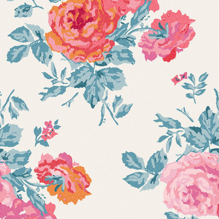 Cath Kidston Wallpaper - Archive Rose Blue & Pink