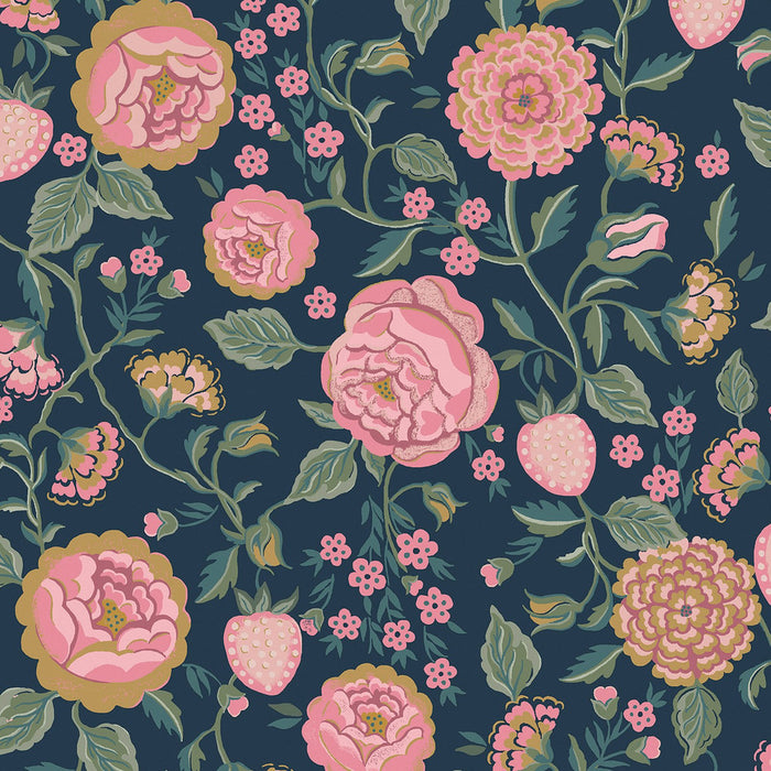 Cath Kidston Wallpaper - Strawberry Garden - Navy