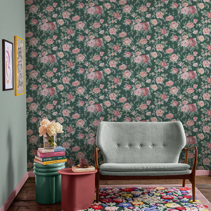 Cath Kidston Wallpaper - Garden Rose Green