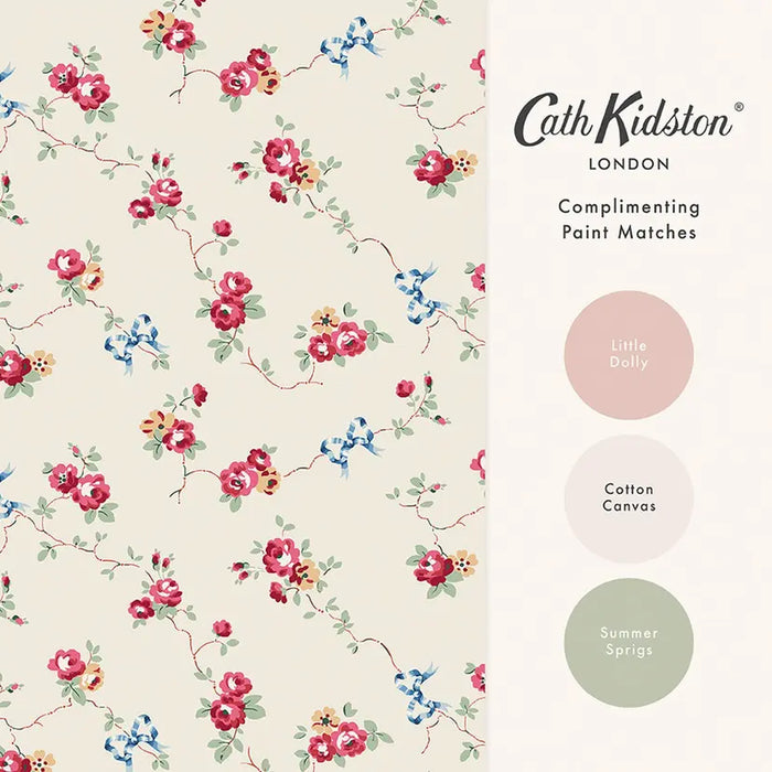 Cath Kidston Wallpaper - Roses & Bows - Cream