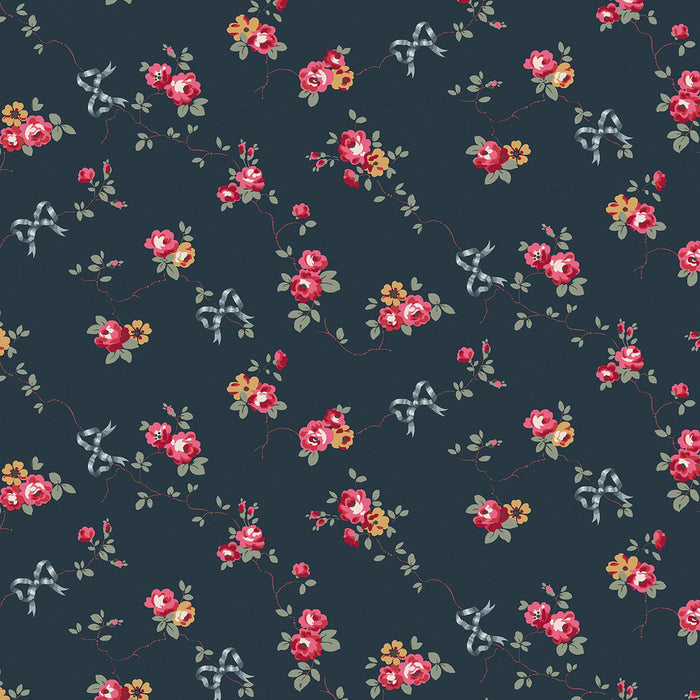 Cath Kidston Wallpaper - Rose & Bows - Navy