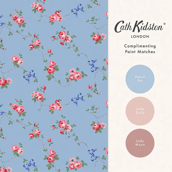 Cath Kidston Wallpaper - Roses & Bows - Blue