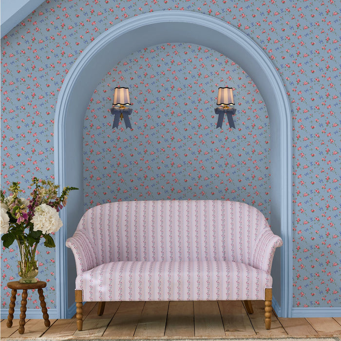 Cath Kidston Wallpaper - Rose & Bows - Navy