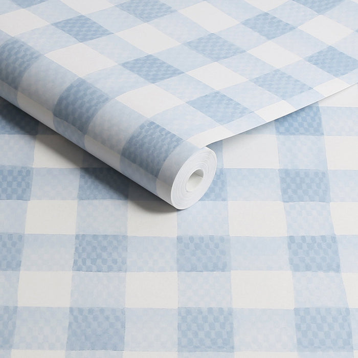 Cath Kidston Wallpaper - Painted Gingham - Blue