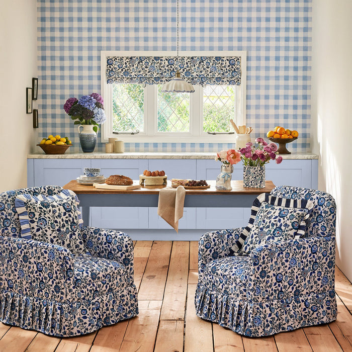 Cath Kidston Wallpaper - Painted Gingham - Blue