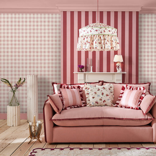 Cath Kidston Wallpaper - Painted Gingham - Pink