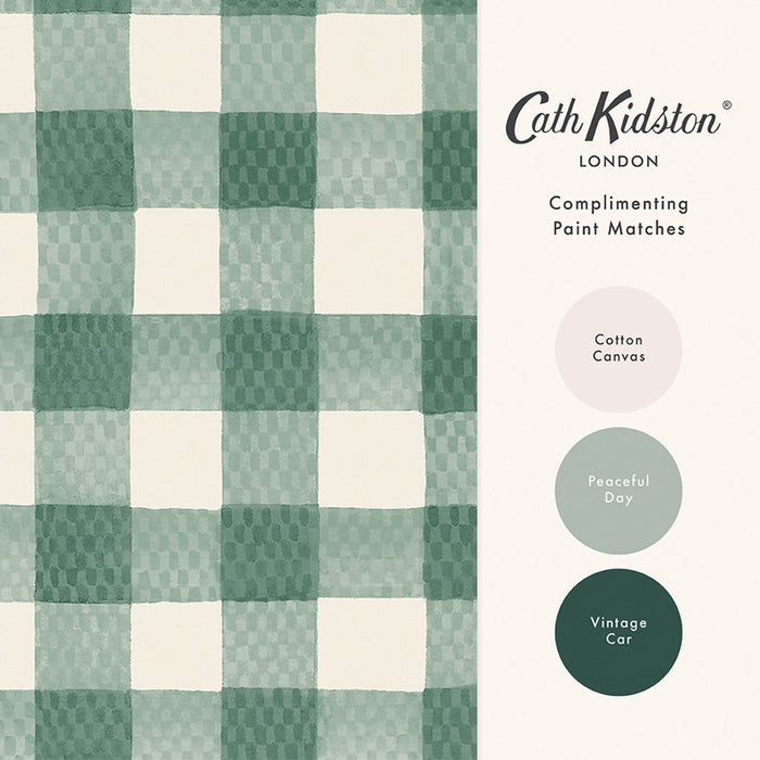 Cath Kidston Wallpaper - Painted Gingham - Green