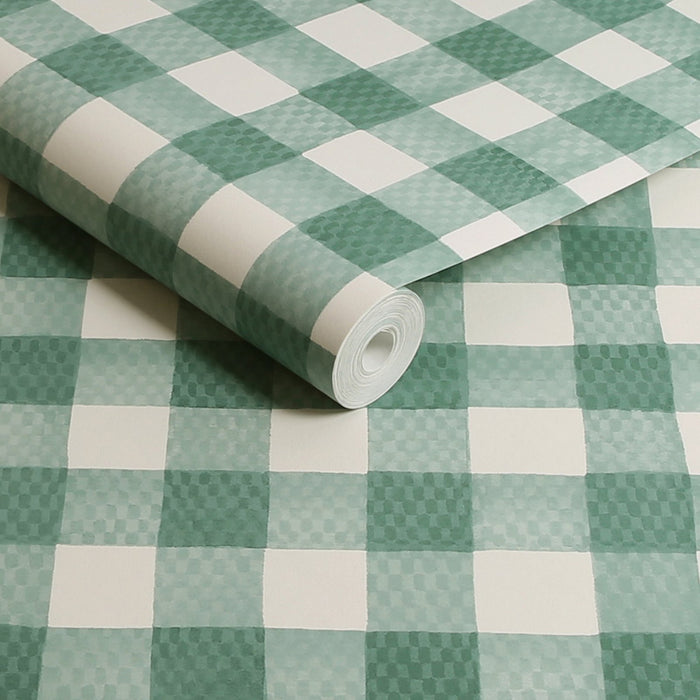 Cath Kidston Wallpaper - Painted Gingham - Green