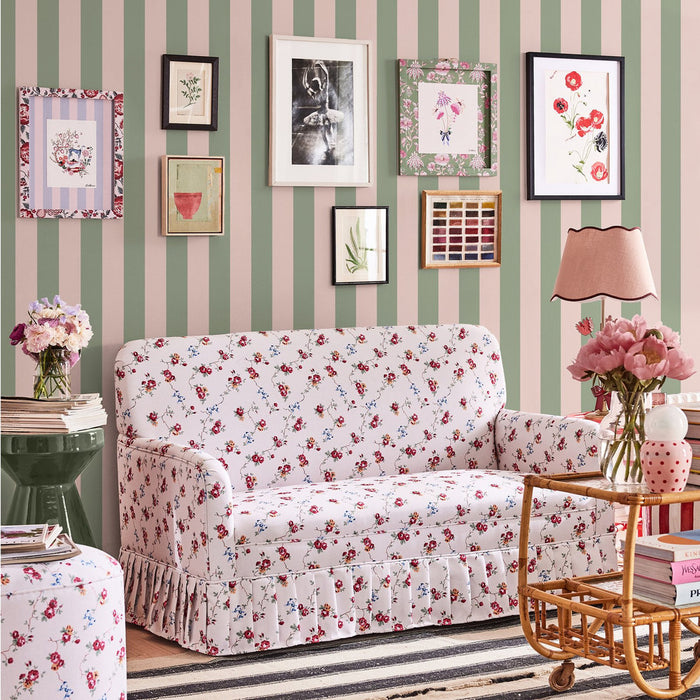 Cath Kidston Wallpaper - Canopy Stripe - Pink & Red