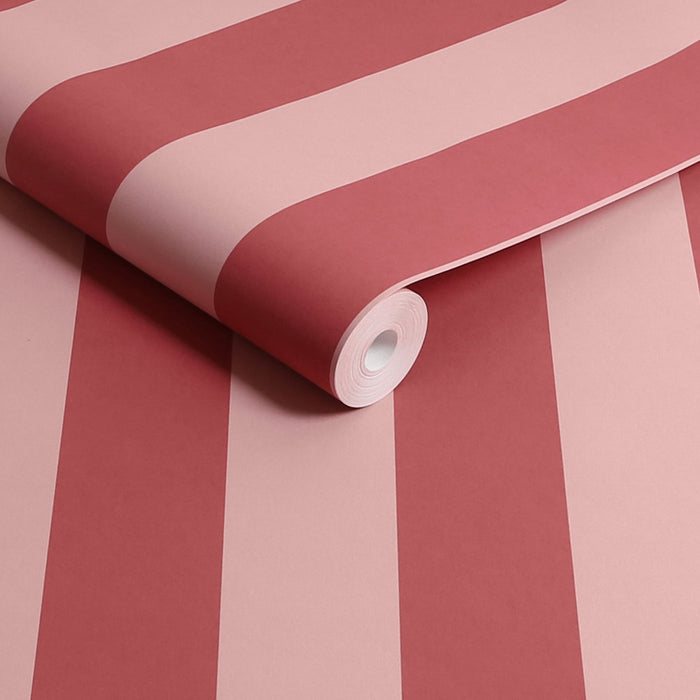 Cath Kidston Wallpaper - Canopy Stripe - Pink & Red