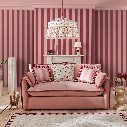 Cath Kidston Wallpaper - Canopy Stripe - Pink & Red