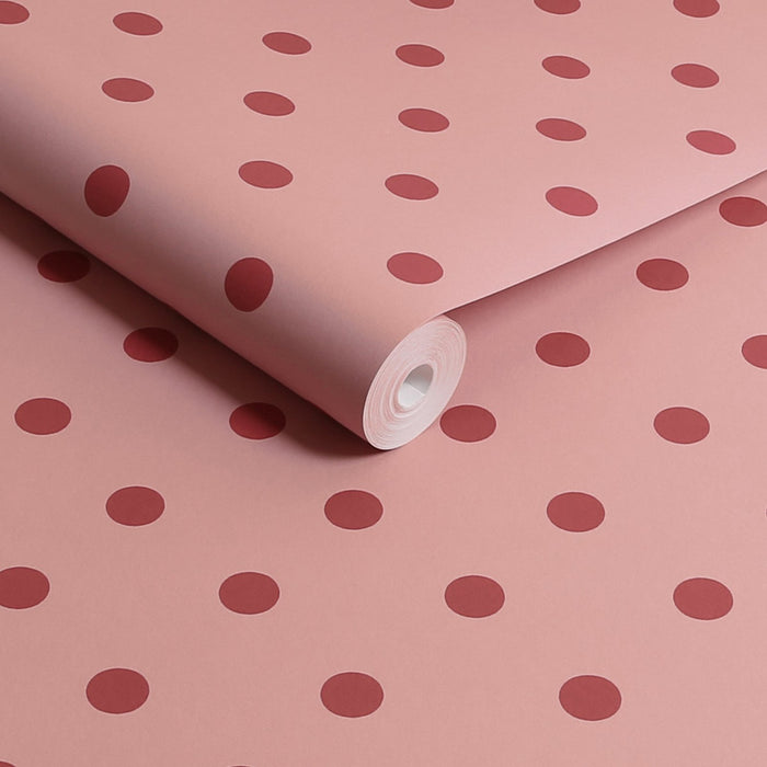 Cath Kidston Wallpaper - Button Spot - Pink & Red