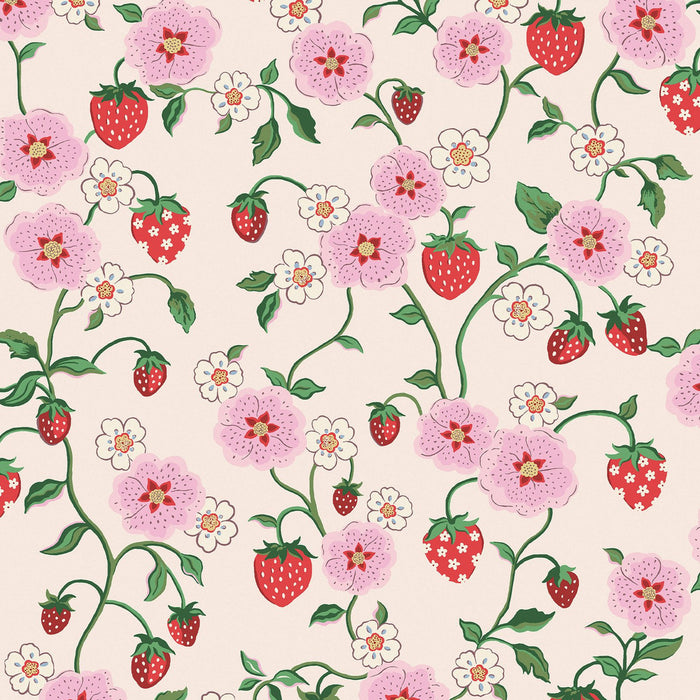 Cath Kidston Wallpaper - Strawberry Spring - Cream & Pink