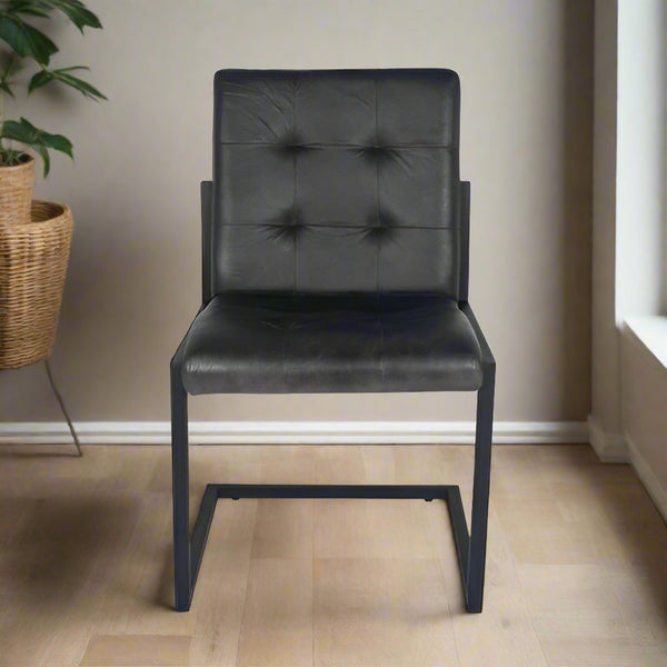 Dark gray leather dining outlet chairs