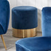 Sapphire Blue Velvet Pouffe with Gold Metal Base