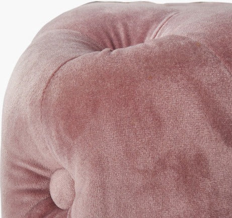 Blush Pink Velvet Ottoman with Button Detailing