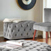 Claymore Indoor Bench / Ottoman, Dove Grey Button Tufted Velvet