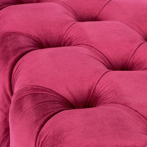 Luxury Raspberry Velvet Buttoned Ottoman / Pouffe