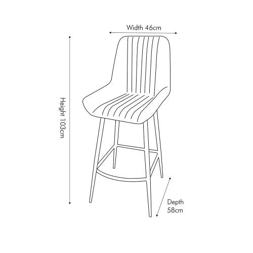 Robson Bar Chair, Steel Grey Leather, Black Metal Frame