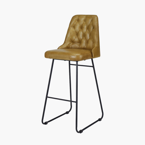 Newton Bar Chair, Mustard Leather, Black Metal