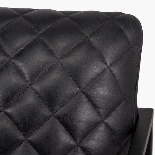 Porter Accent Chair, Black Leather, Black Metal