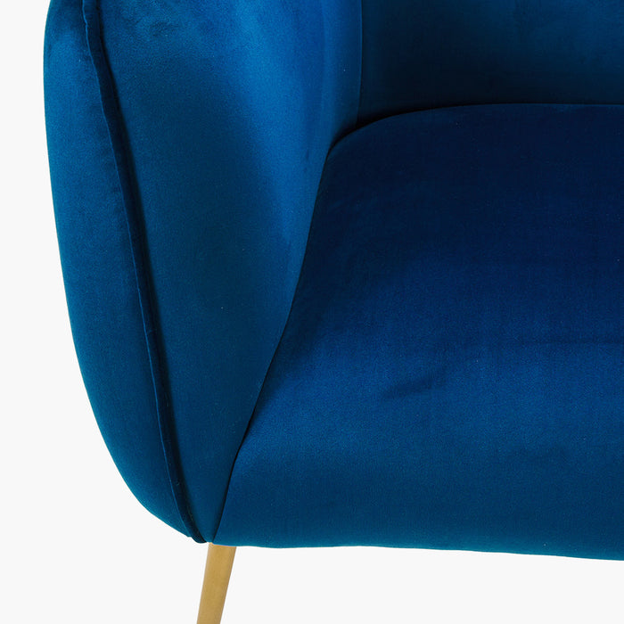 Lucca Contemporary Sapphire Blue Velvet 2 Seater Sofa