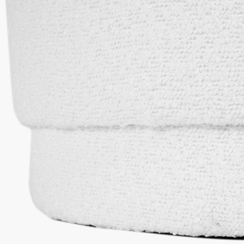 White Bouclé Cylinder Pouffe