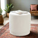 White Bouclé Cylinder Pouffe