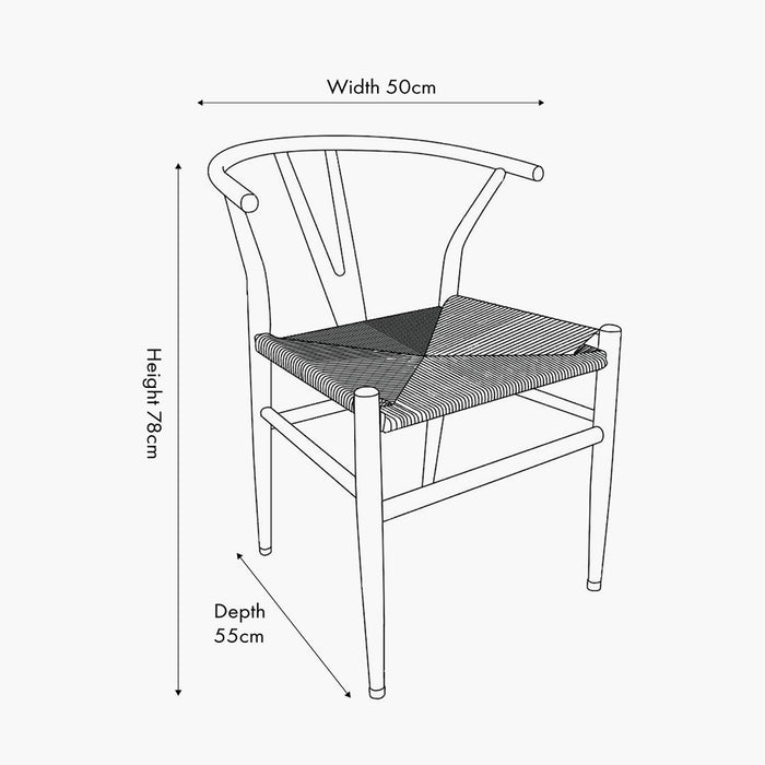 Quinn Contemporary Dining Chair with Black Beech Wood and Natural Rope Seat