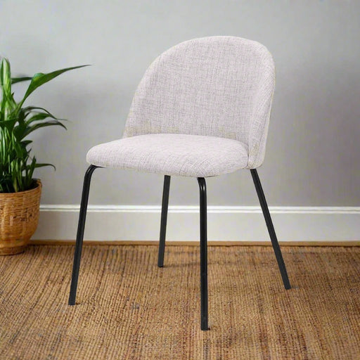 Turi Contemporary Dining Chair with Pebble Linen Mix Upholstery