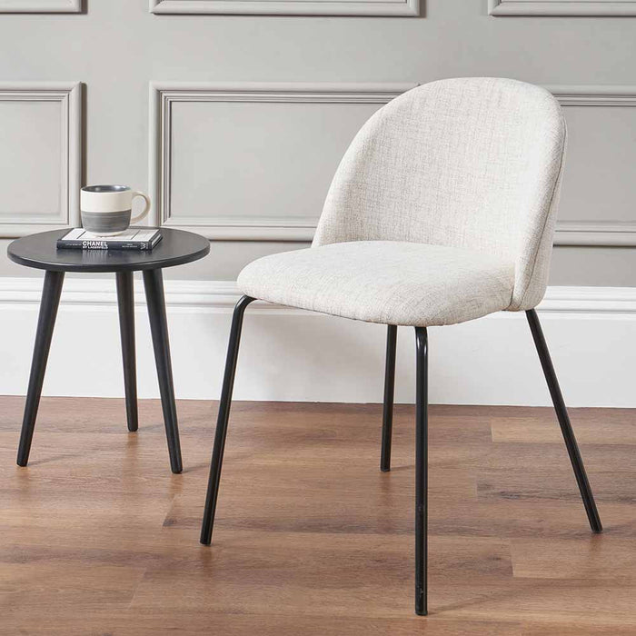 Turi Contemporary Dining Chair with Pebble Linen Mix Upholstery