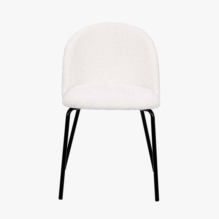 Turi Bouclé Fabric and Black Metal Dining Chair