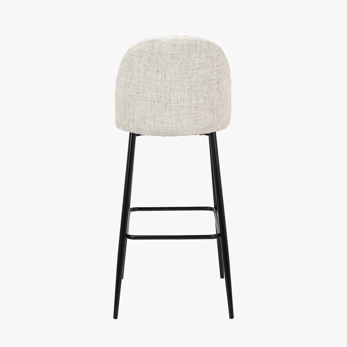 Turi Bar Stool, Pebble Linen Fabric, Black Metal ( Due Back In 15/01/25 )