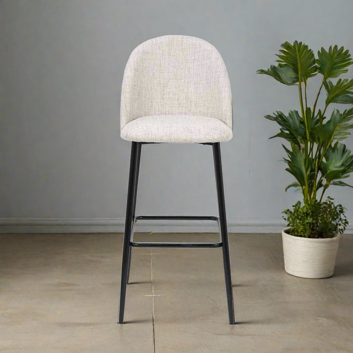 Turi Bar Stool, Pebble Linen Fabric, Black Metal ( Due Back In 15/01/25 )