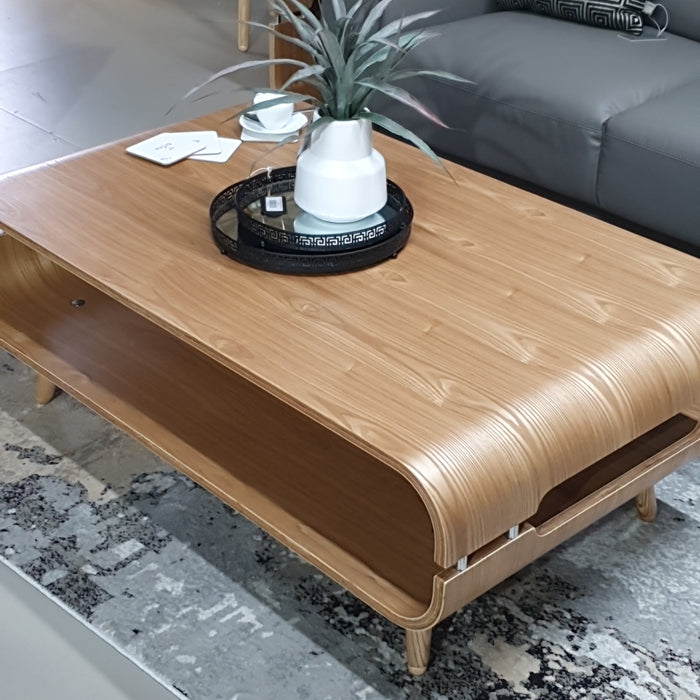 Monaco Modern Curved Coffee Table, Oak