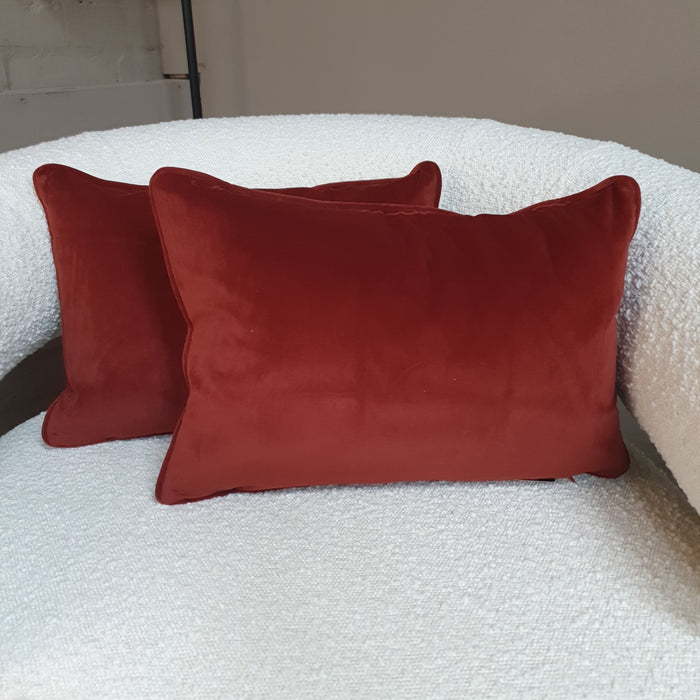 Luxe Rectangle Paprika Cushion - Plush Velvet Material 30x45cm