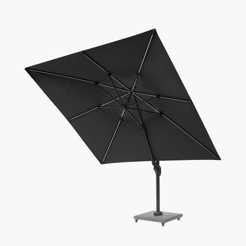 Glow Challenger Garden Parasol,T2,  3m x 3m, Anthracite Grey, Free Arm