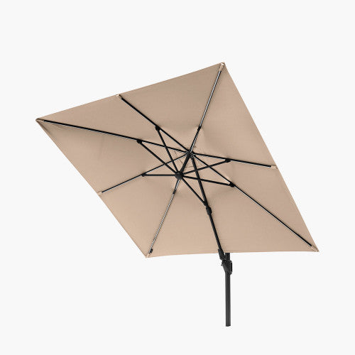 Glow Challenger Garden Parasol, T2,  3m x 3m, Taupe,  Free Arm