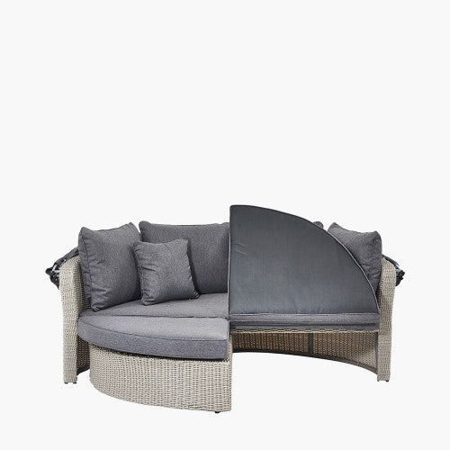 St Ives Outdoor Furniture Day Bed, Rattan, Grey Upholstery ( Due Back In 15/02/25 )