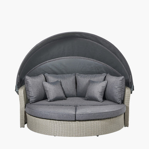 St Ives Outdoor Furniture Day Bed, Rattan, Grey Upholstery ( Due Back In 15/02/25 )