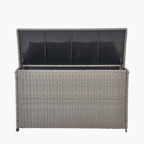 Outdoor Storage Cushion Box, Natural Grey Wicker - Large