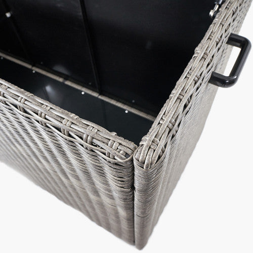 Outdoor Storage Cushion Box, Natural Grey Wicker - Large