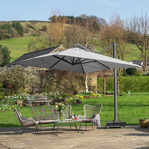 Icon Premium Garden Parasol, 4mx3m, Manhattan Grey