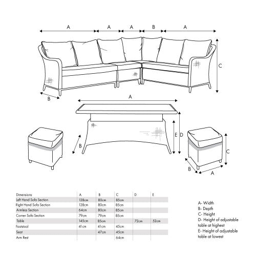 Stone Grey Antigua Corner Set with Ceramic Top