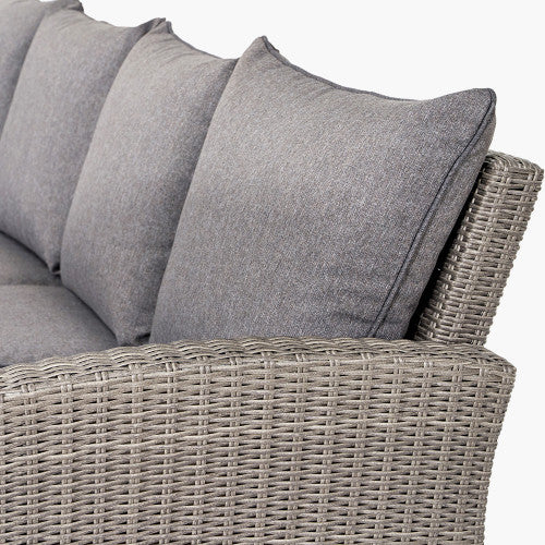 Langham Garden Furniture Corner Lounge / Dining Set, Natural Rattan, Grey Cushions, Long Right