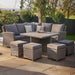 Langham Garden Furniture Corner Lounge / Dining Set, Square, Natural Rattan, Grey Cushions