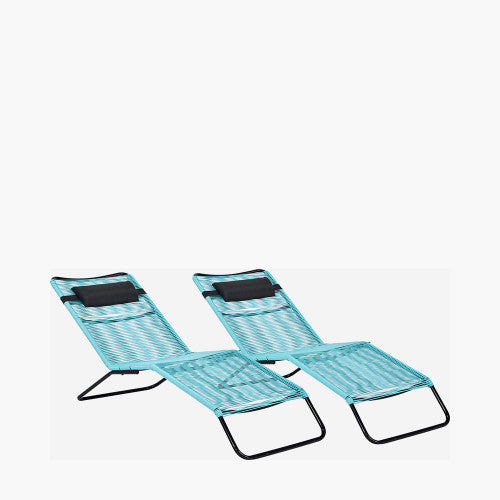 Rio Sun Loungers, Blue, Set of 2